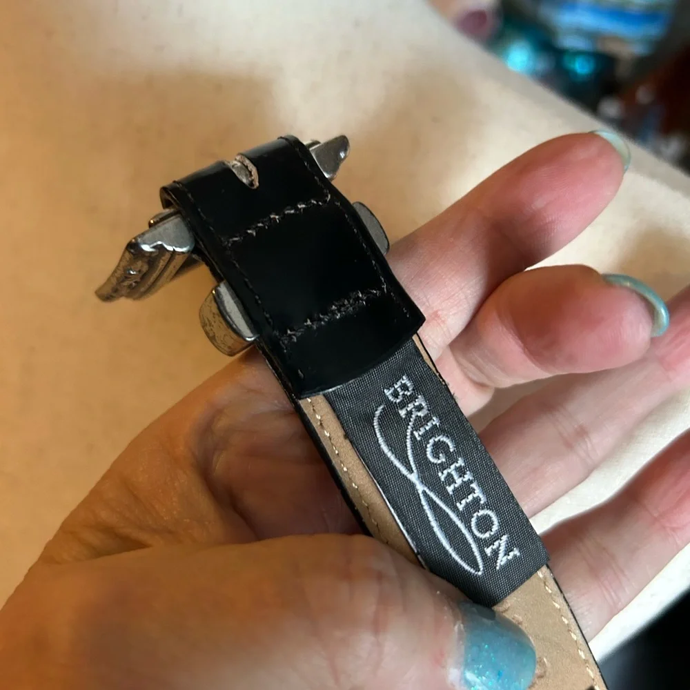 Vintage BRIGHTON Faux Tortoise Links & Black Leather Belt